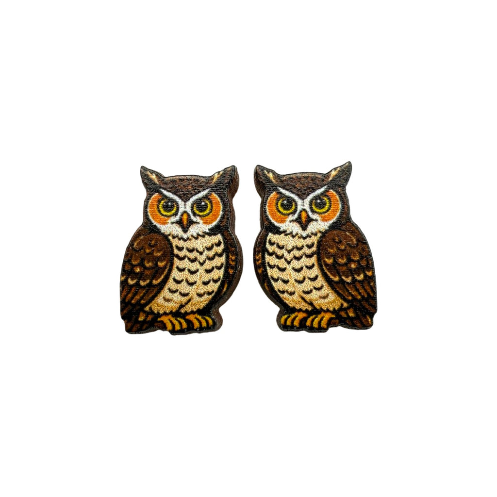 Horned Owl Stud Earrings #3474