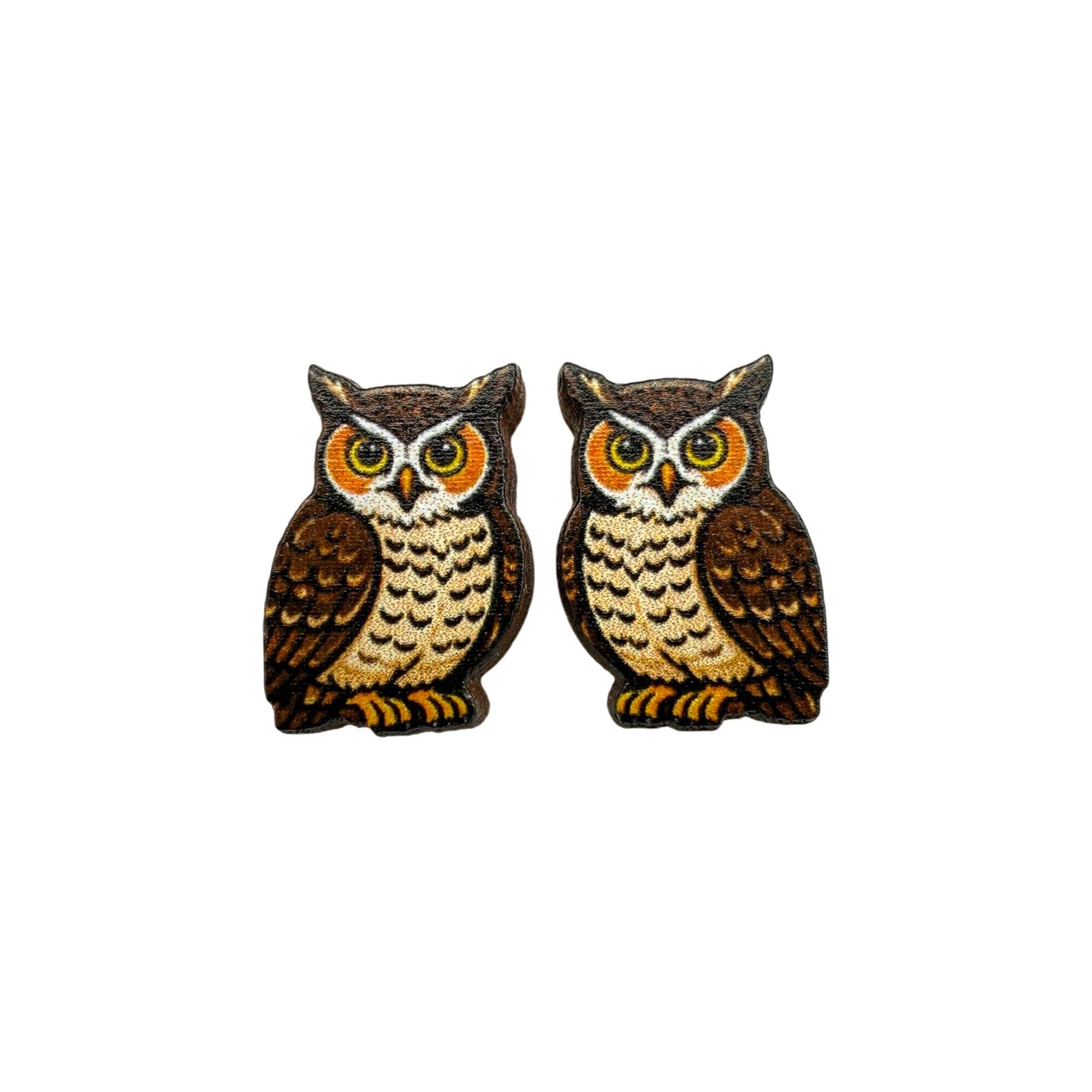 Horned Owl Stud Earrings #3474
