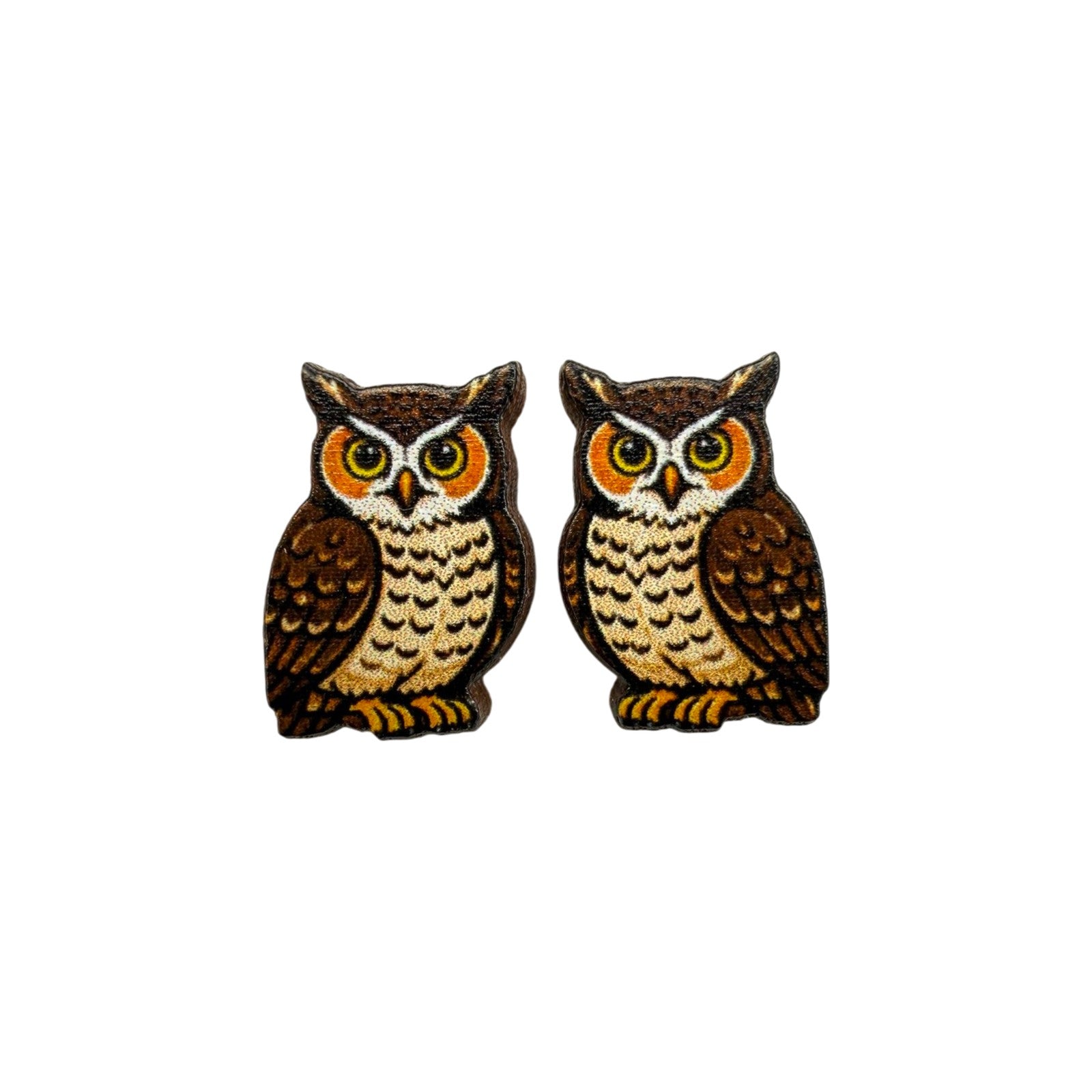 Horned Owl Stud Earrings #3474