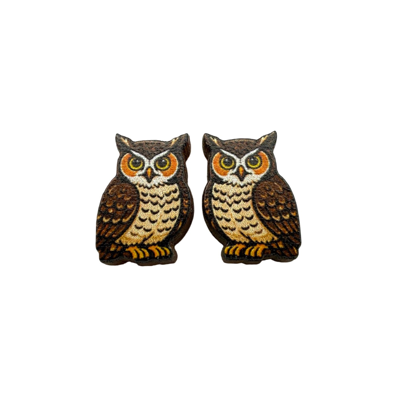 Horned Owl Stud Earrings #3474