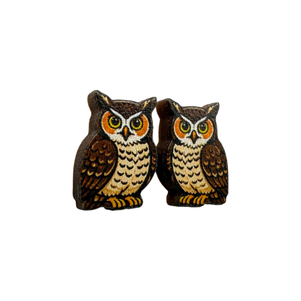 Horned Owl Stud Earrings #3474