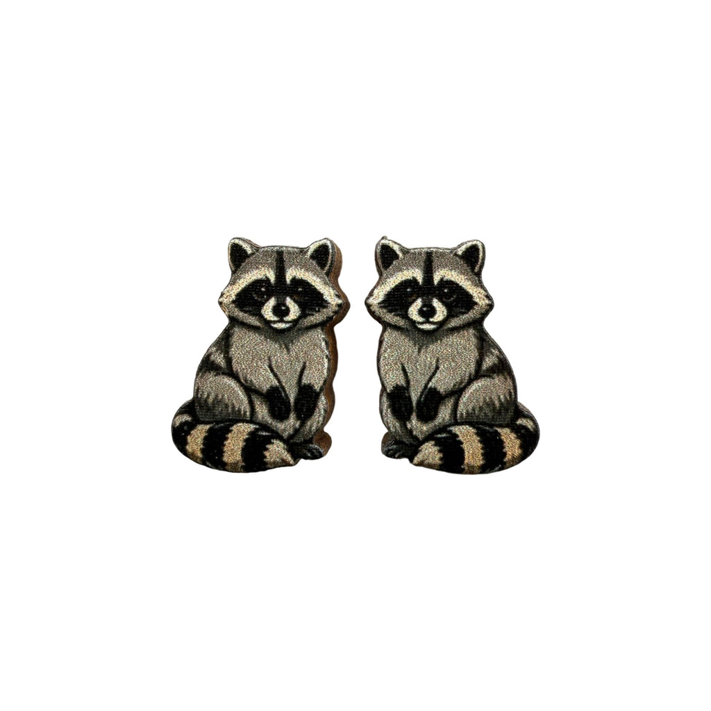 Raccoon Bandit Stud Earrings #3475