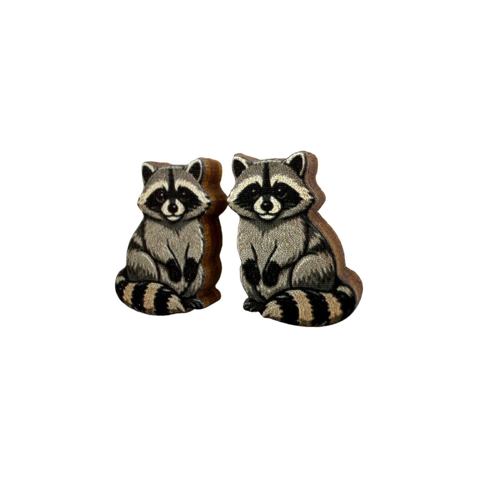 Raccoon Bandit Stud Earrings #3475