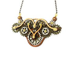 Kinetic Winged Gear Necklace 6004G