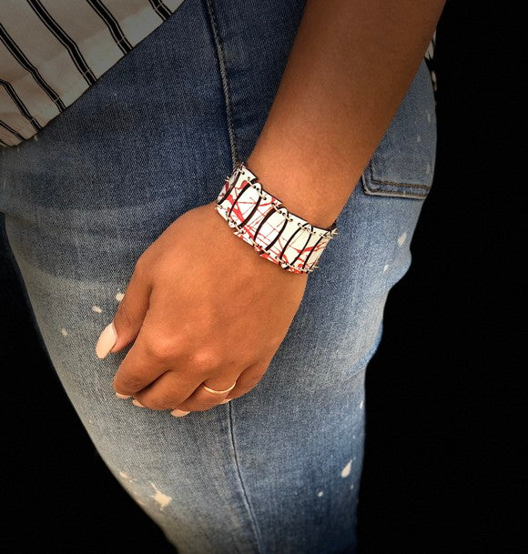 Red Paint Abstract Bracelet #7541A