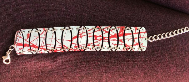 Red Paint Abstract Bracelet #7541A