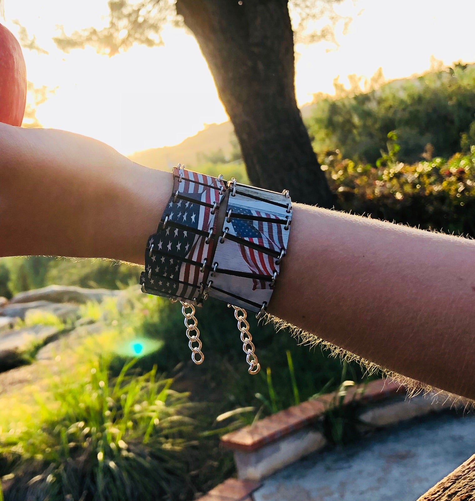 Waving American Flag Bracelet #7547