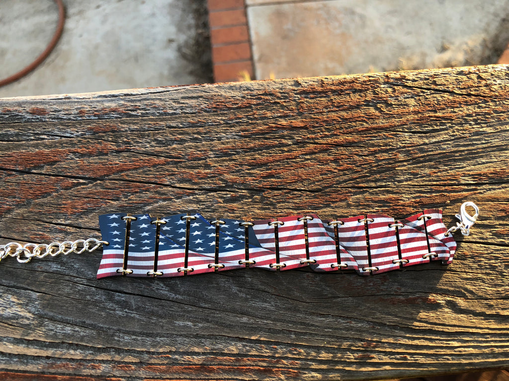Waving American Flag Bracelet #7547