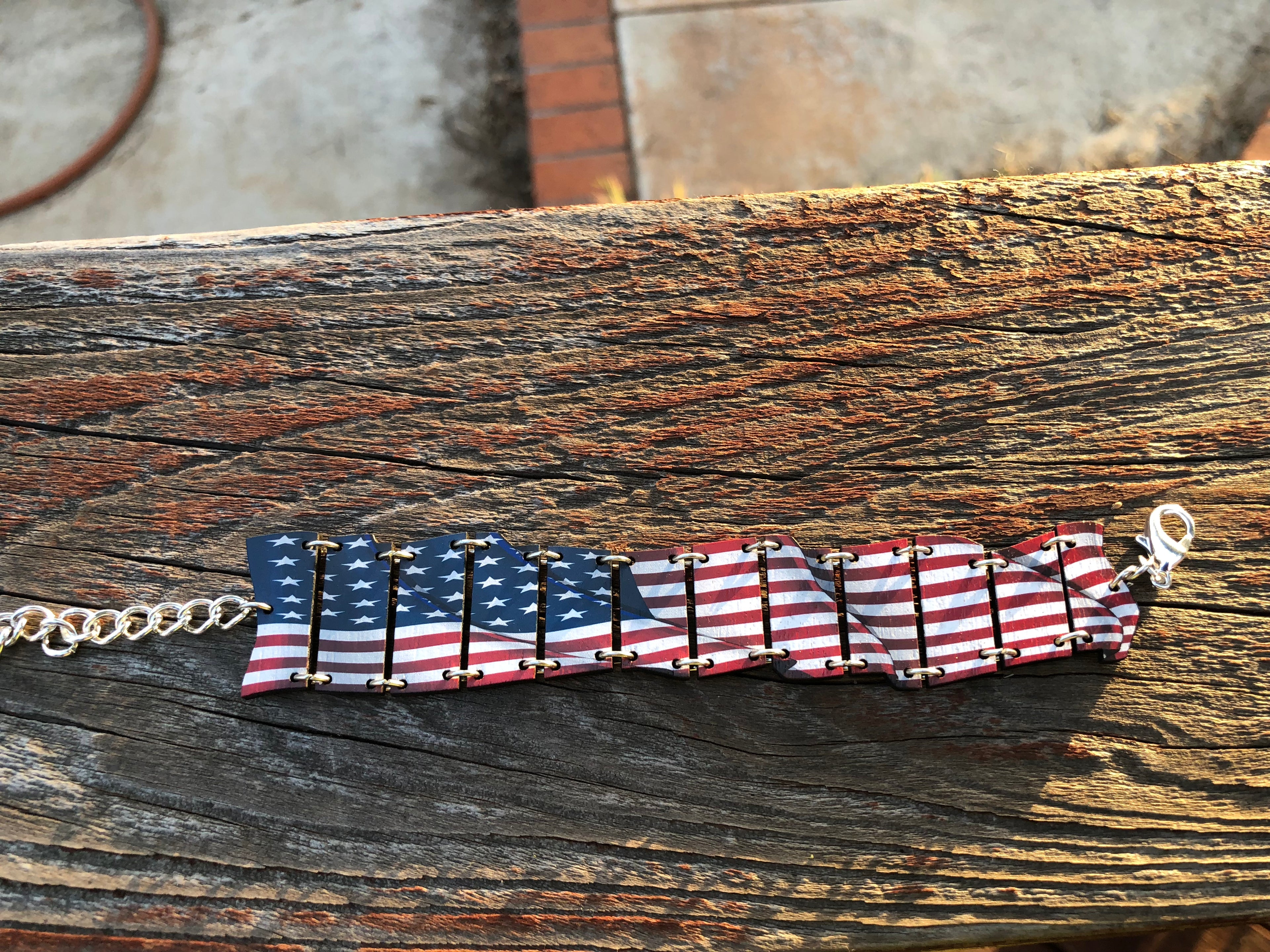 Waving American Flag Bracelet #7547