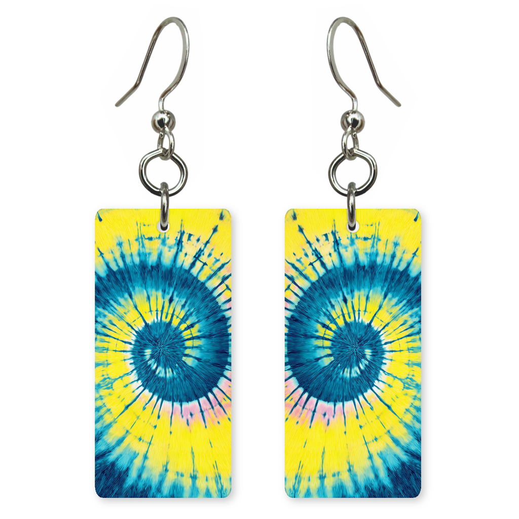 Lemon Teal Spiral Earrings