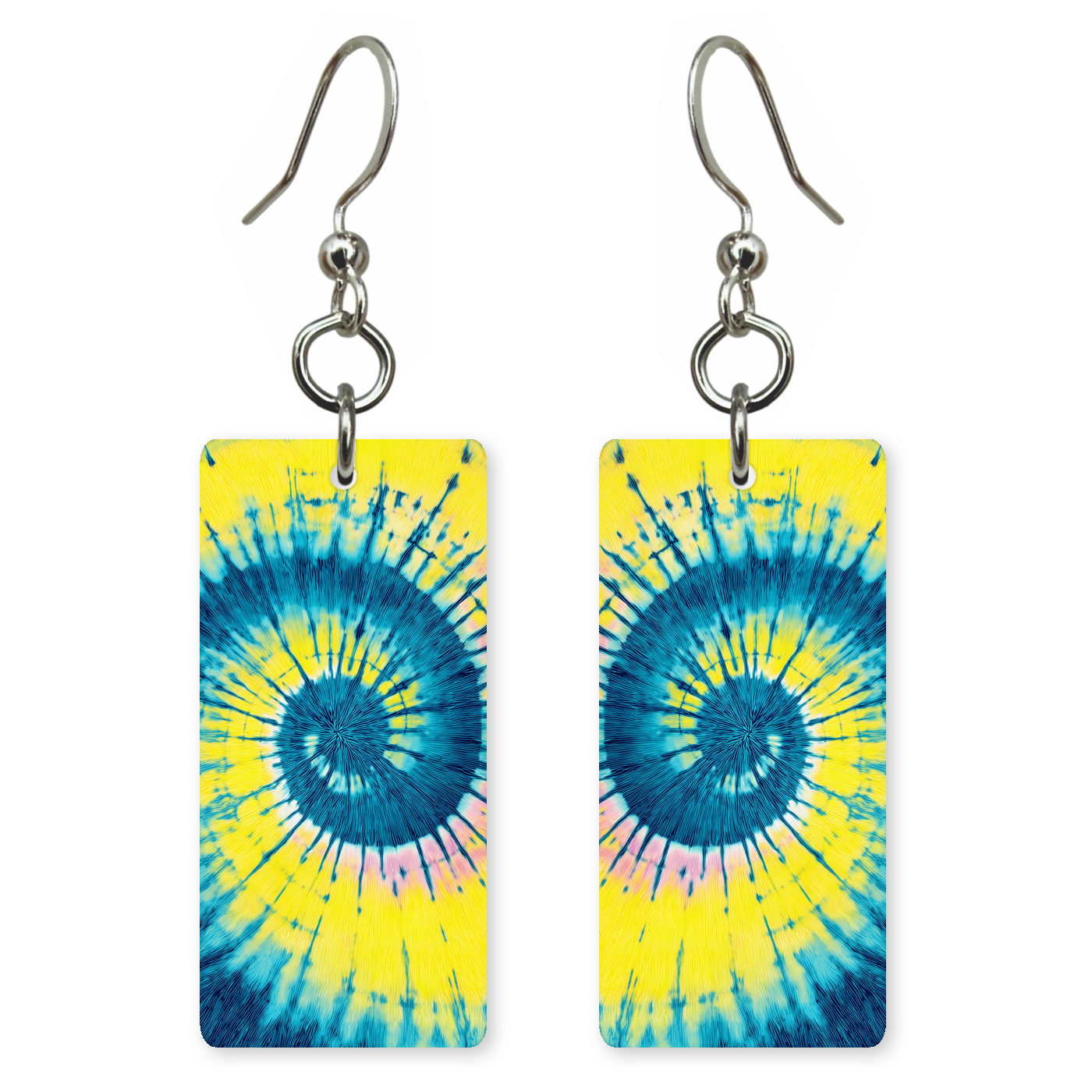 Lemon Teal Spiral Earrings