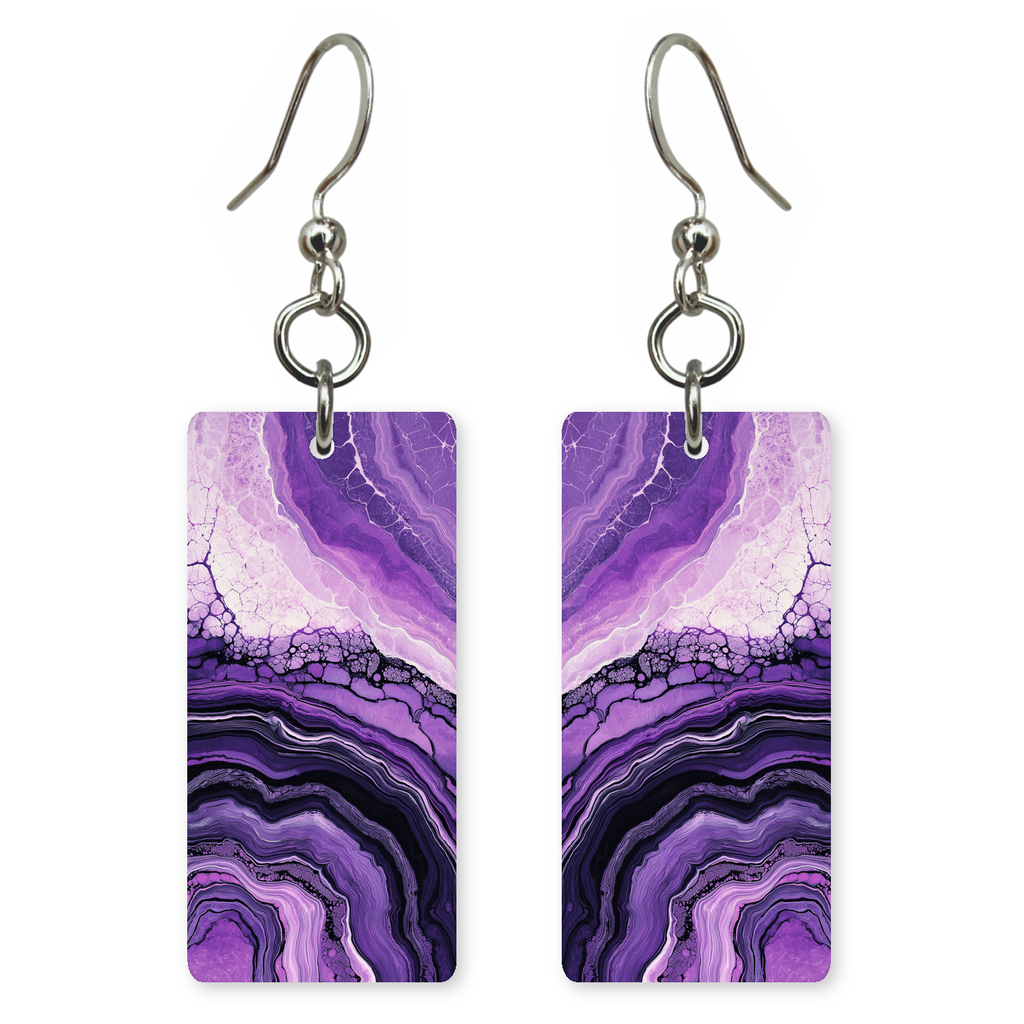 Amethyst Geode Edge Earrings