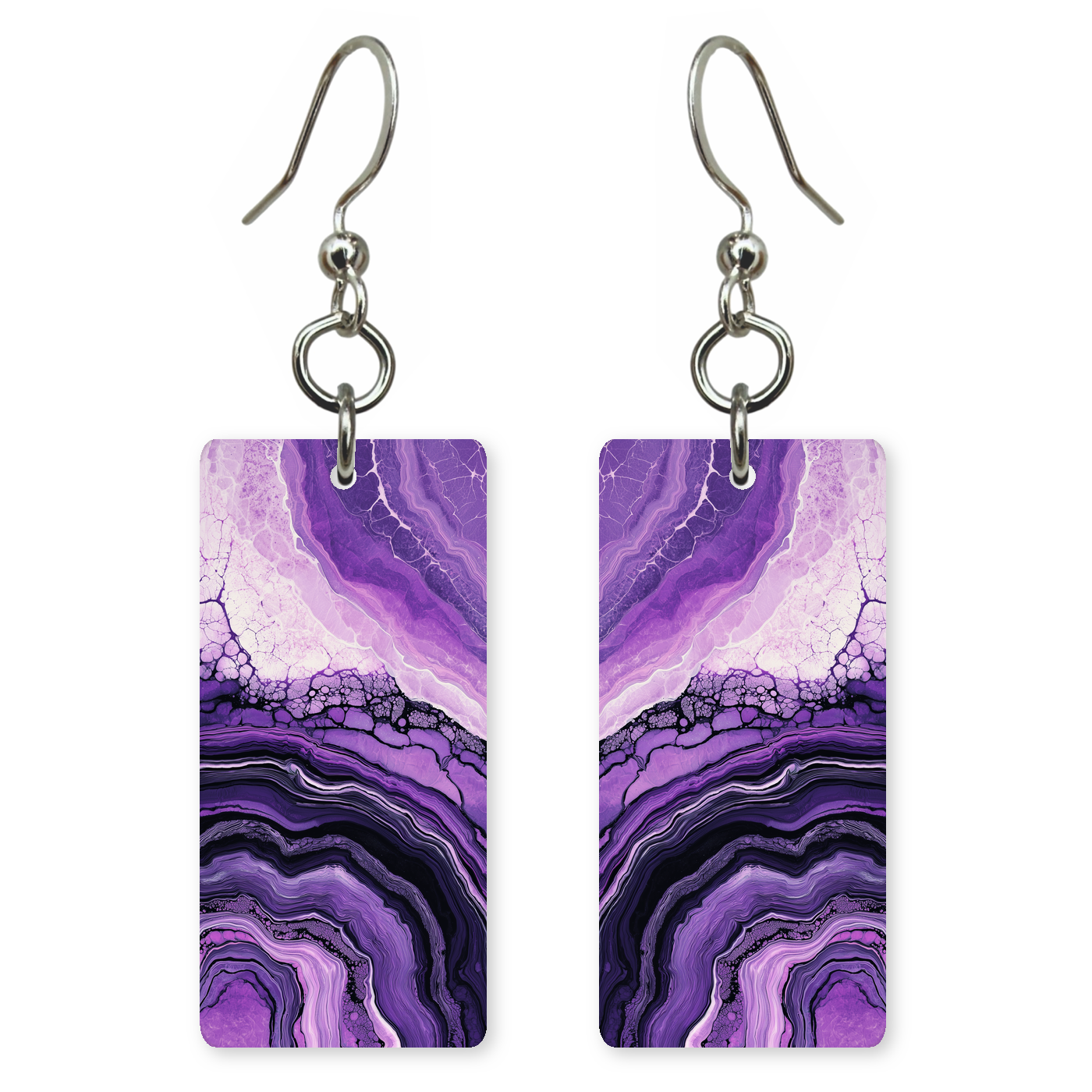 Amethyst Geode Edge Earrings