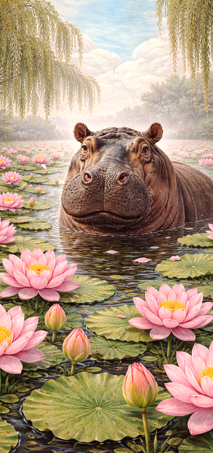 Hippo Water Lilies Earrings