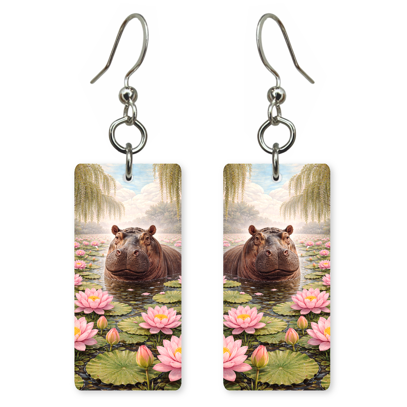 Hippo Water Lilies Earrings