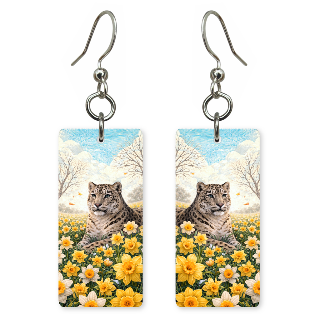 Snow Leopard Daffodils Earrings