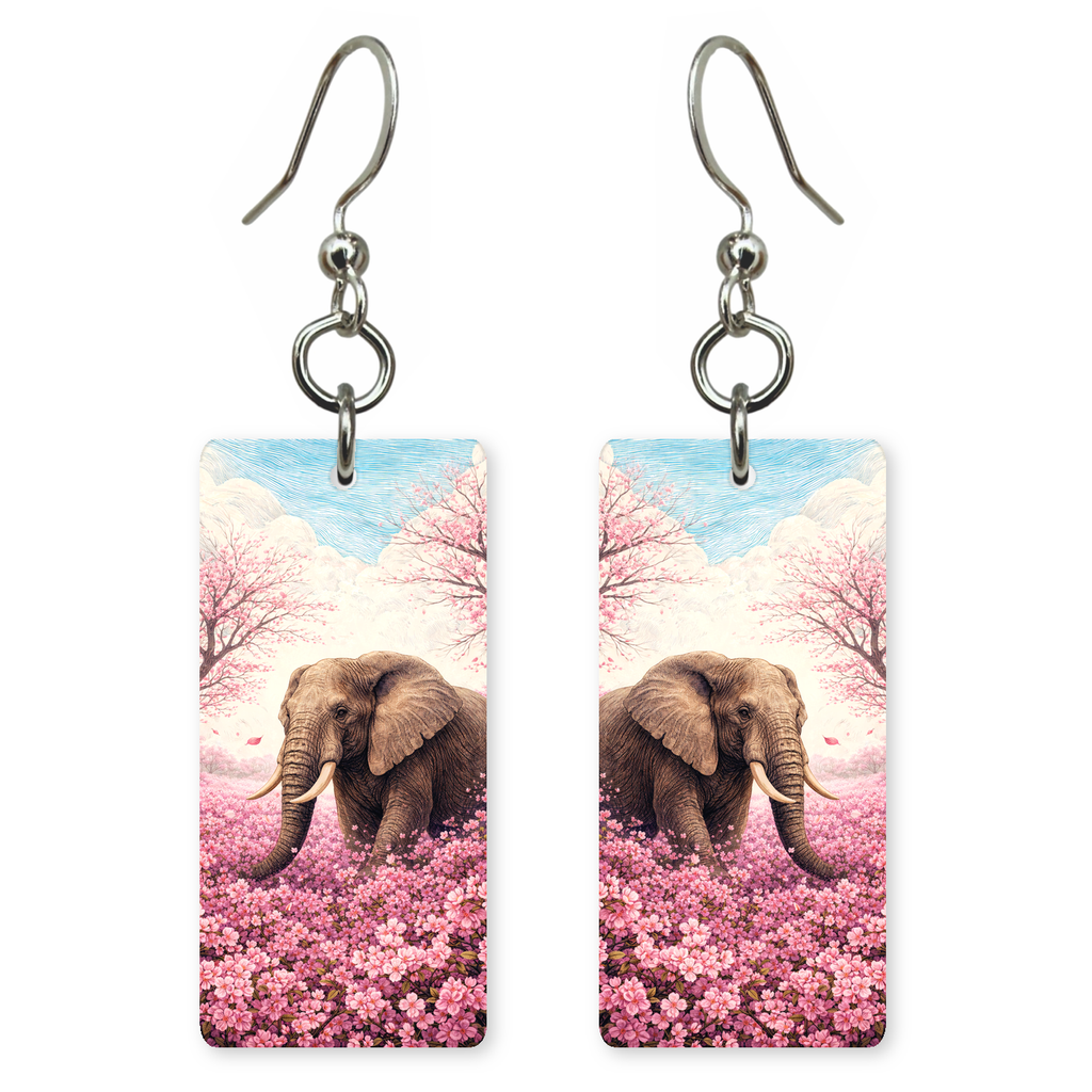 Elephant Cherry Blossoms Earrings