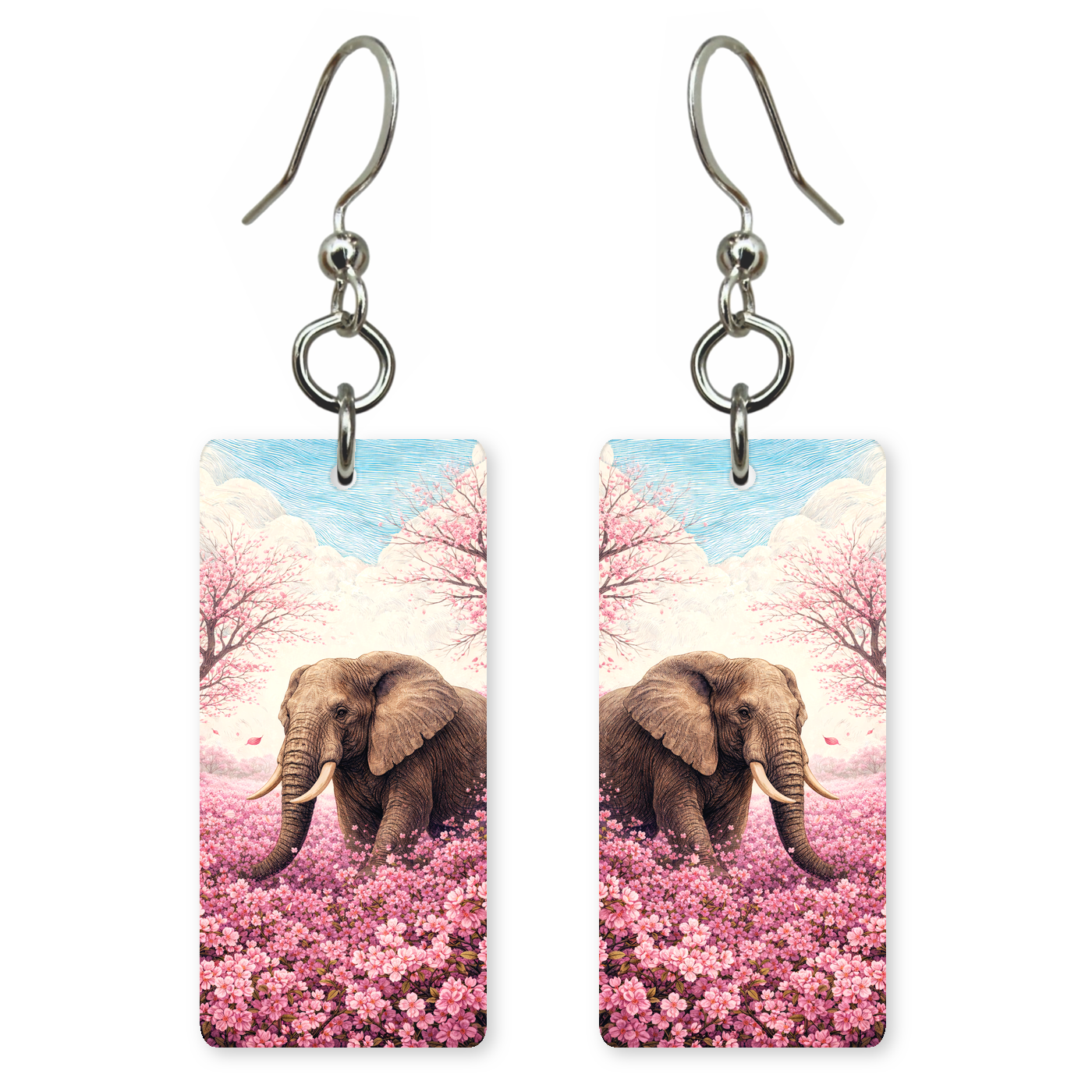 Elephant Cherry Blossoms Earrings