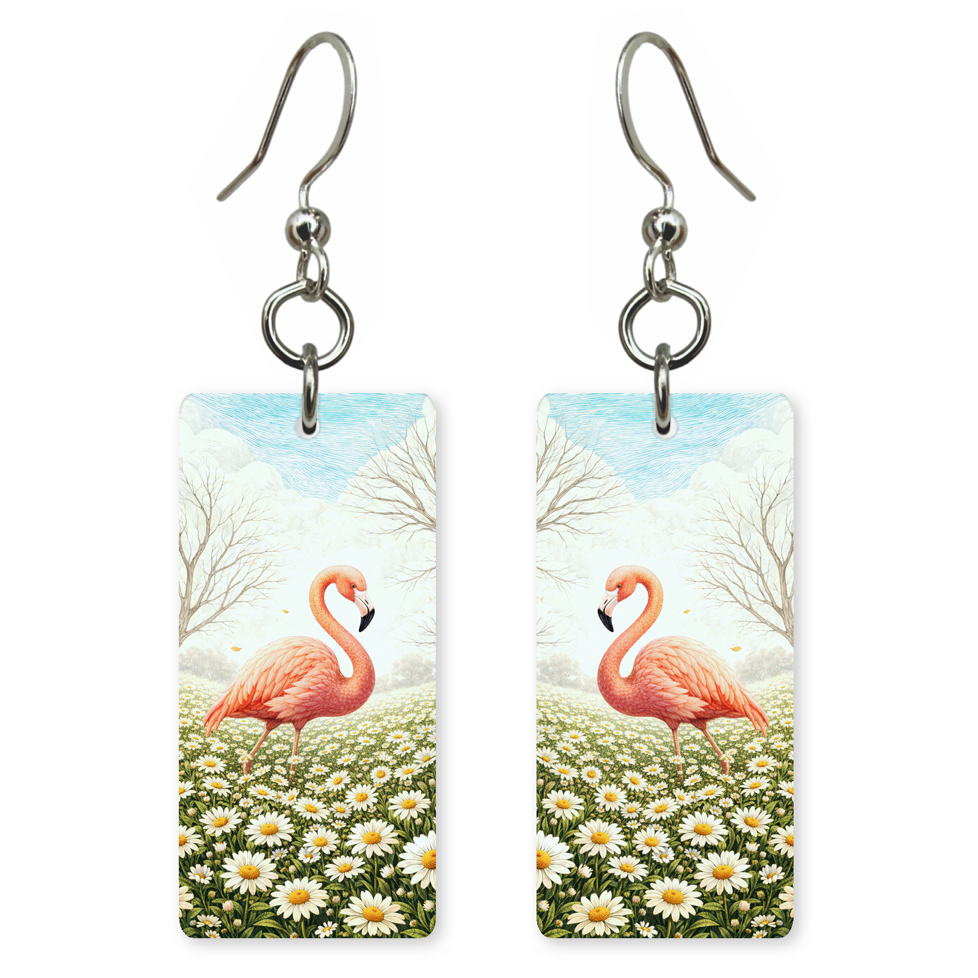 Flamingo Daisies Earrings