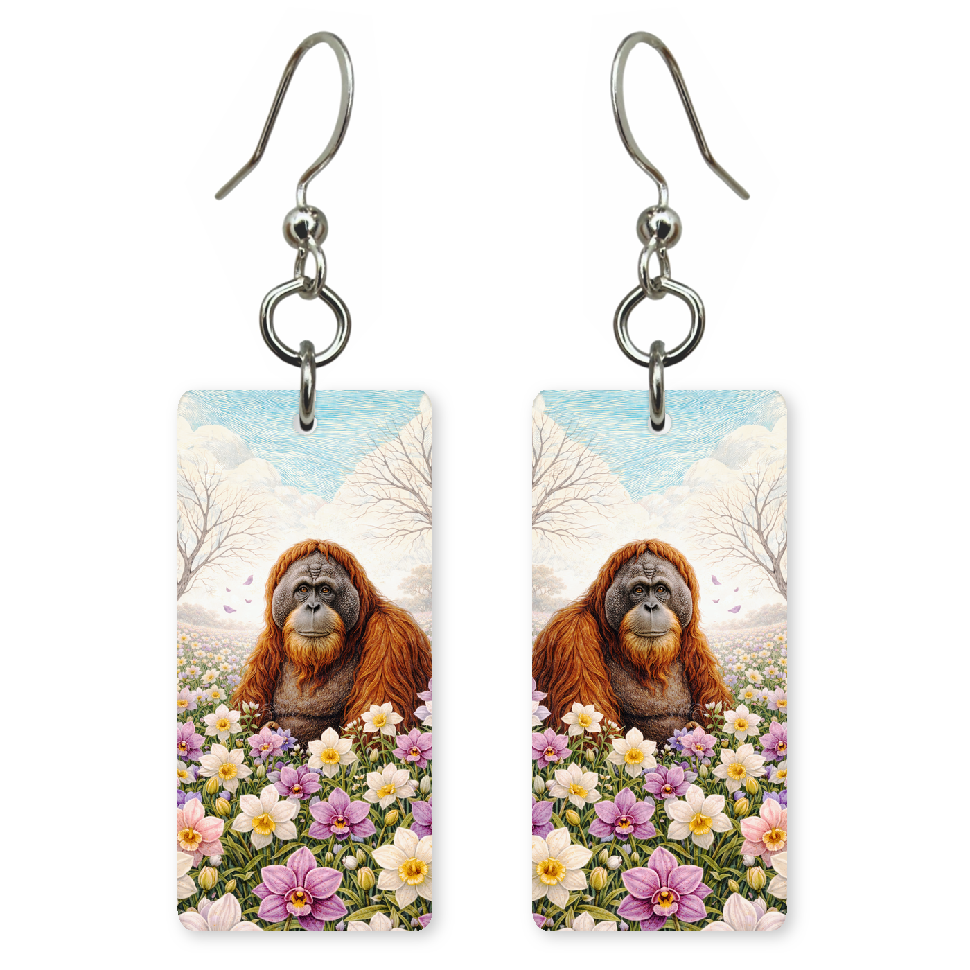 Orangutan Orchids Earrings