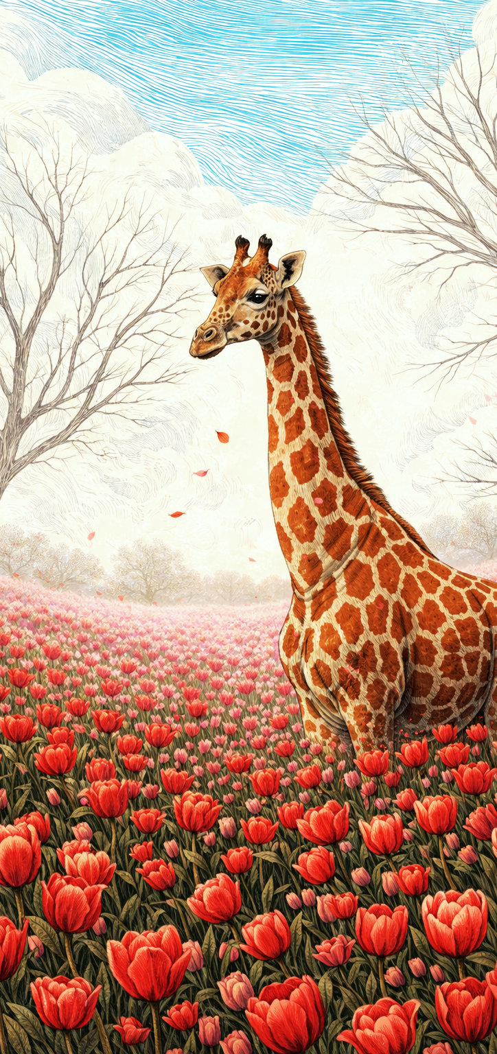 Giraffe Red Tulips Earrings