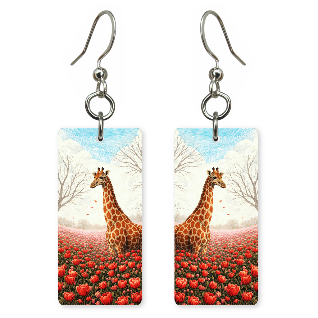 Giraffe Red Tulips Earrings