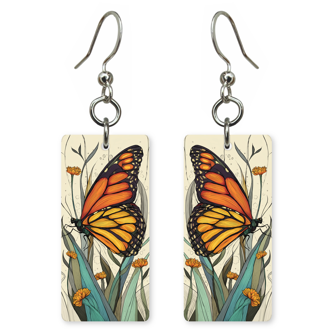 Cream Marigold Line Earrings