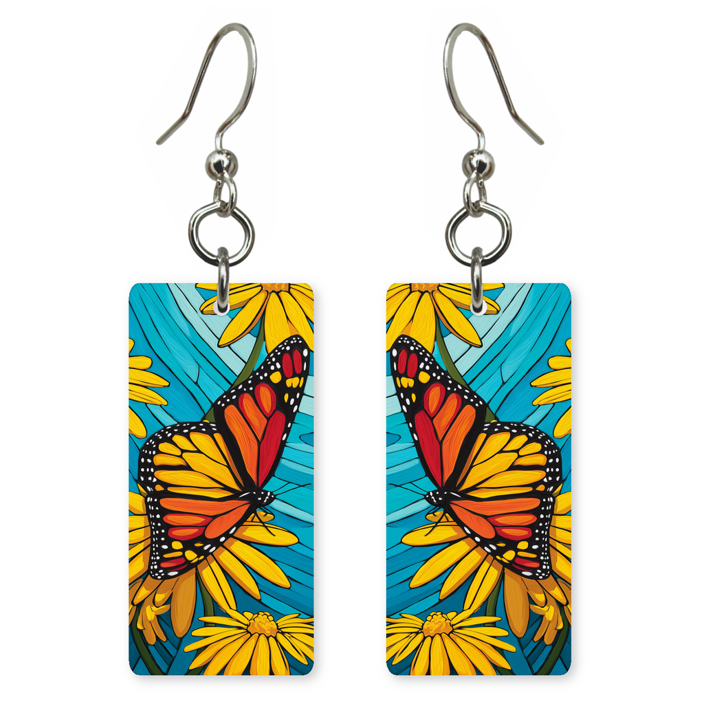 Blue Sunflower Pop Earrings