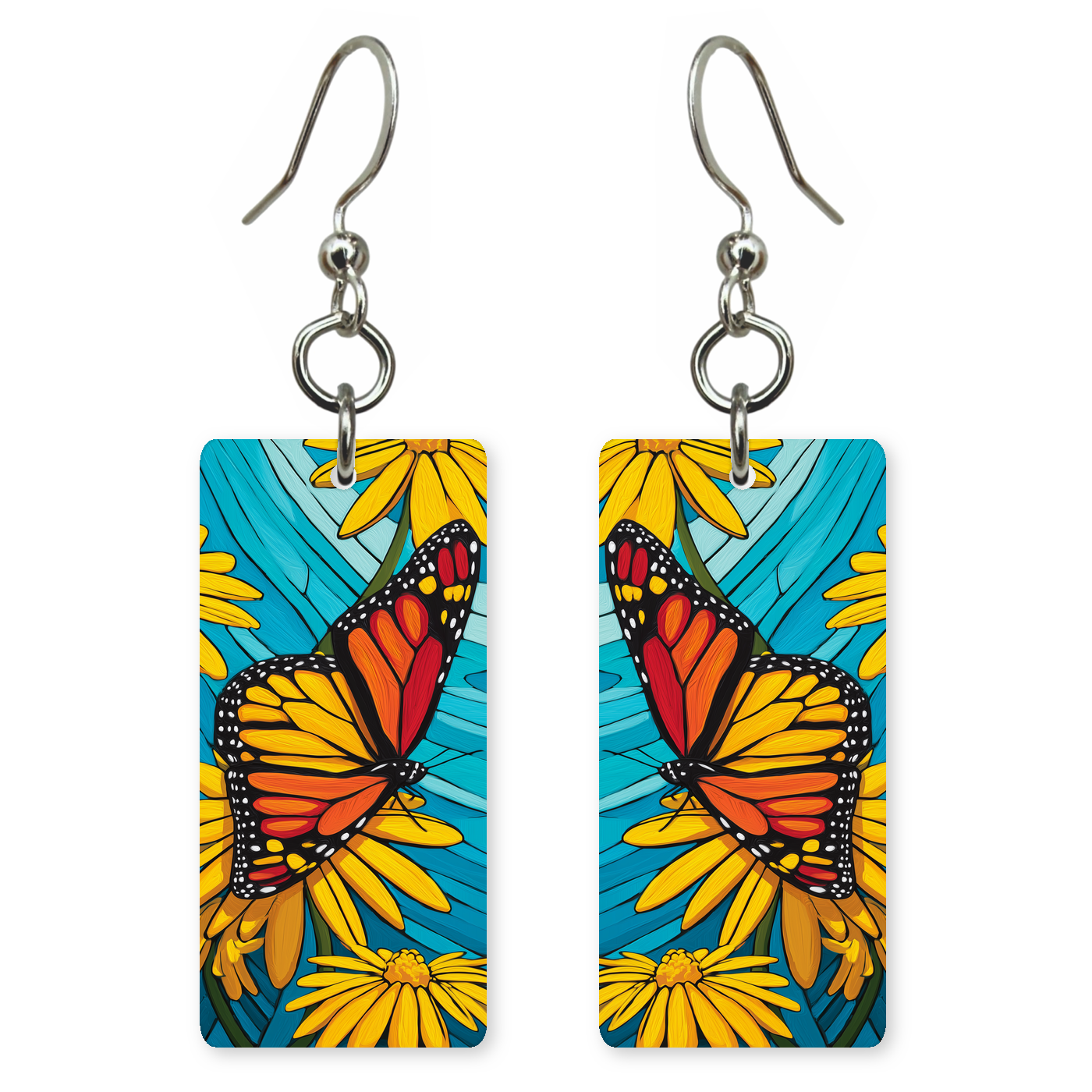 Blue Sunflower Pop Earrings