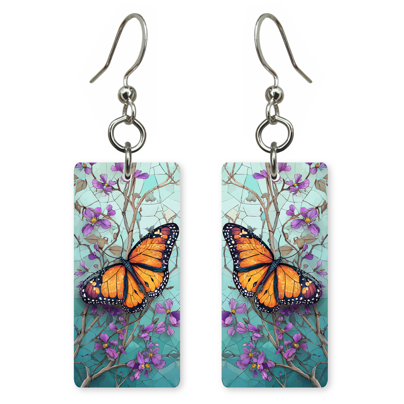 Purple Blossom Teal Earrings