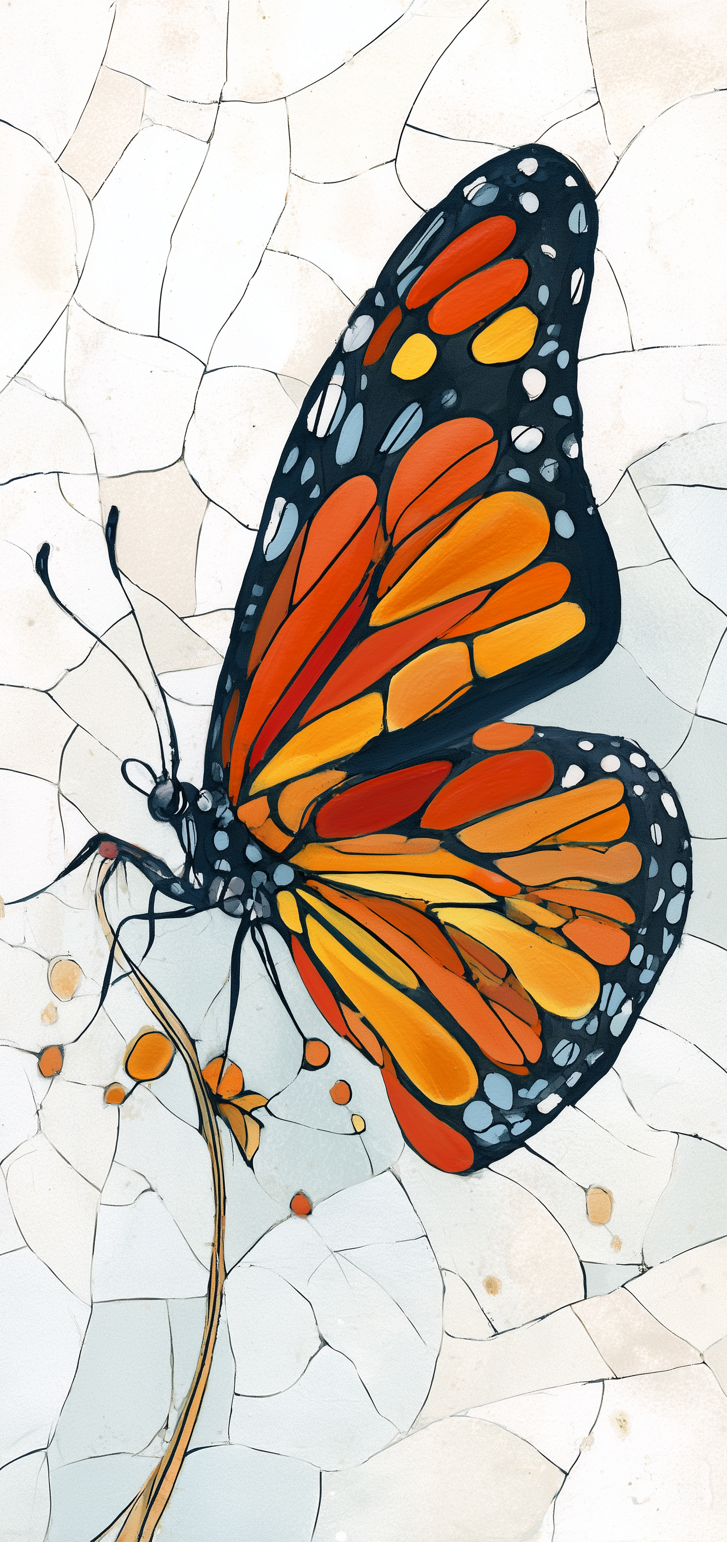 White Mosaic Wing Earrings