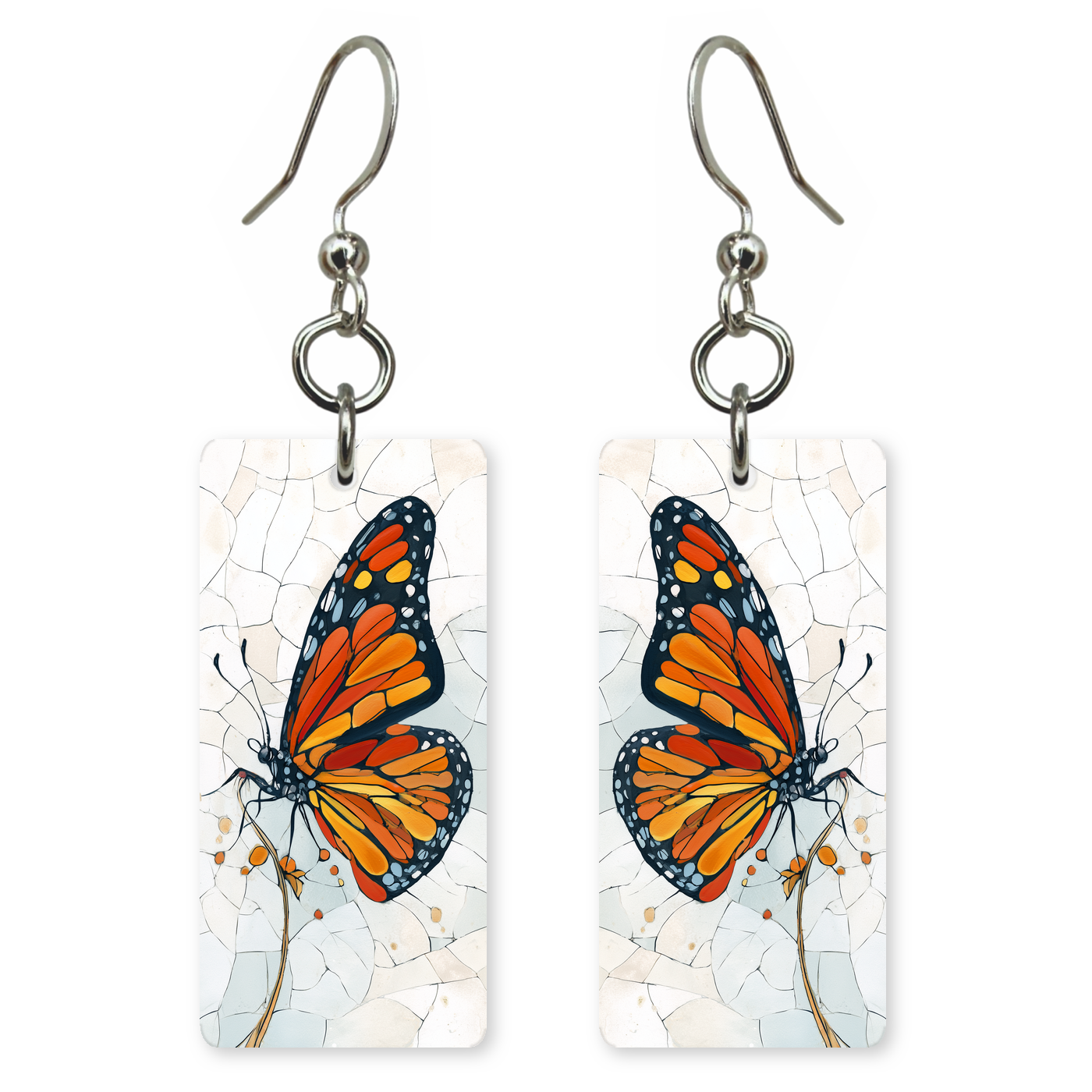 White Mosaic Wing Earrings