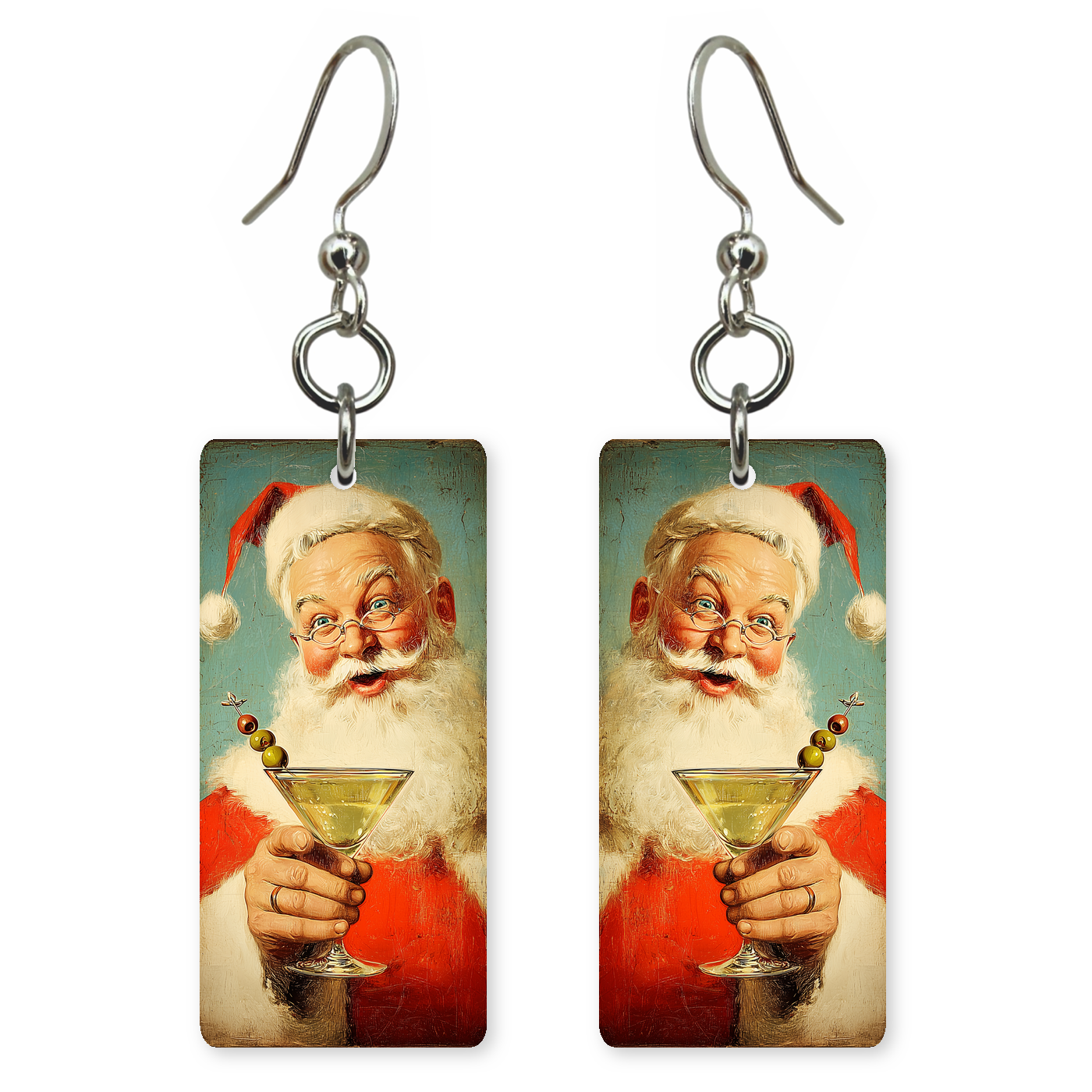 Martini Santa Earrings