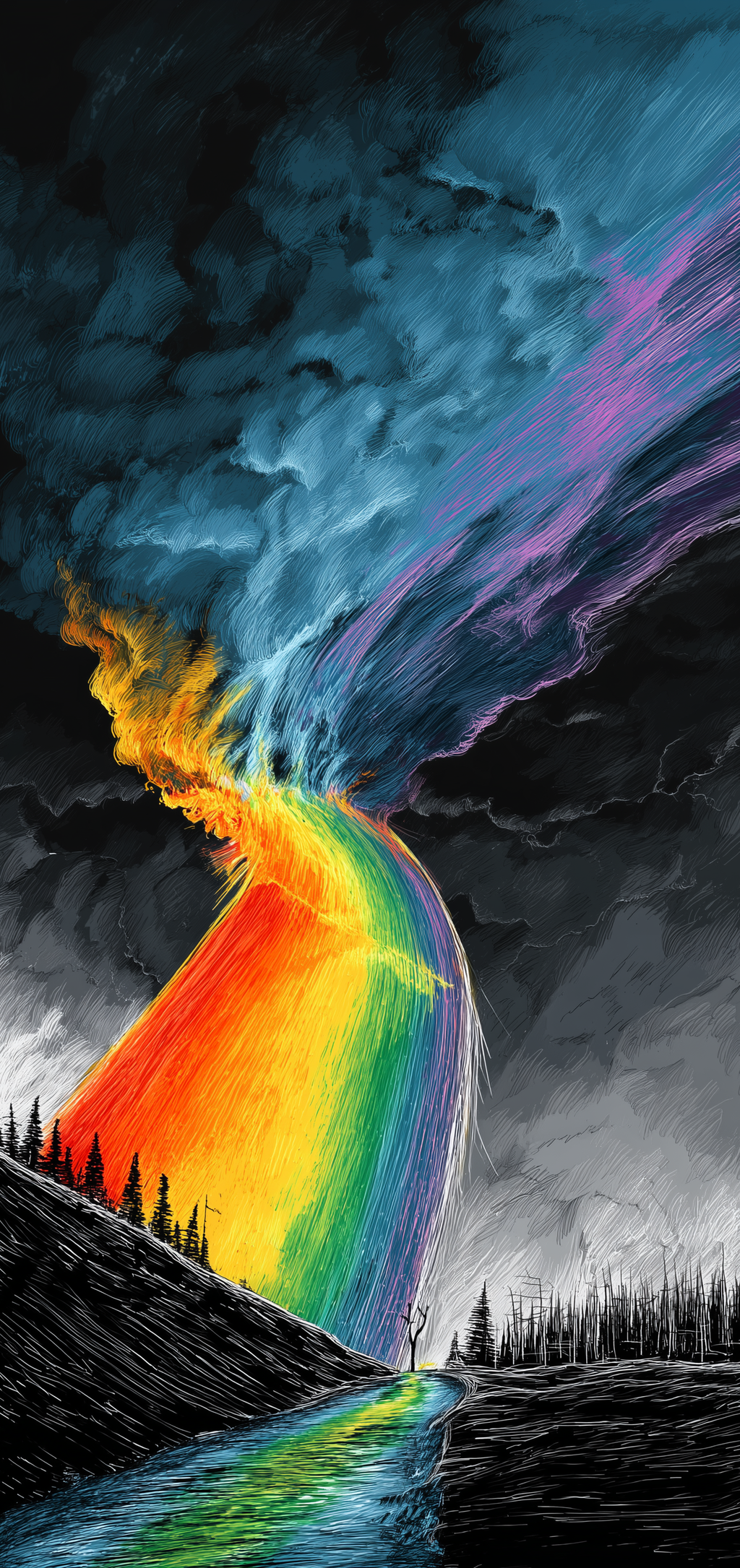 Rainbow Volcano Storm Earrings