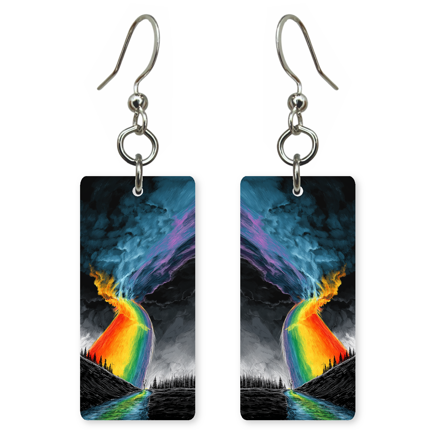 Rainbow Volcano Storm Earrings