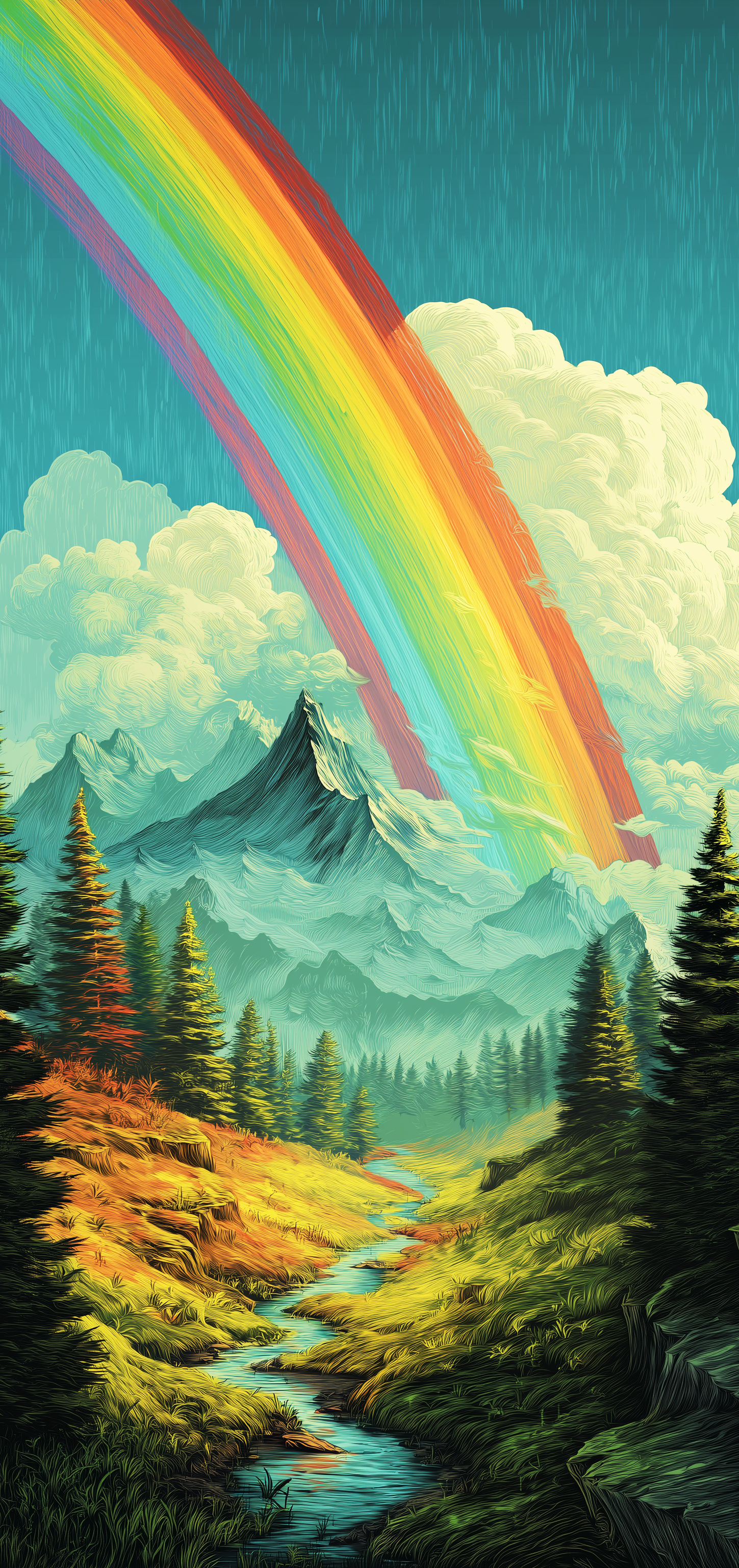 Mountain Forest Rainbow Earrings