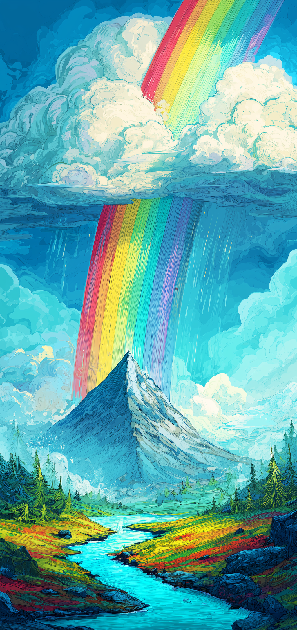 Snowy Peak Rainbow Earrings