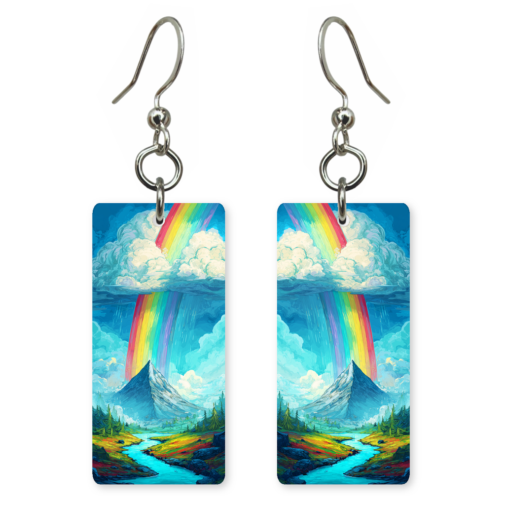 Snowy Peak Rainbow Earrings