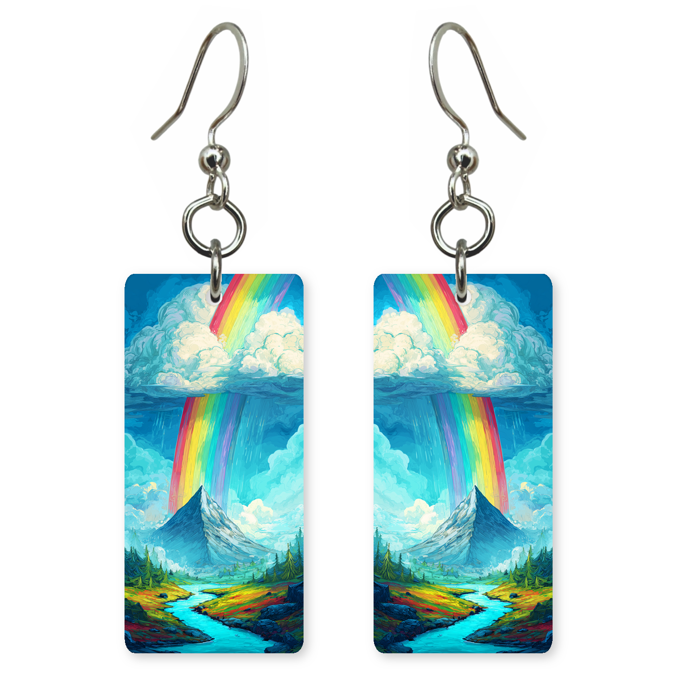 Snowy Peak Rainbow Earrings