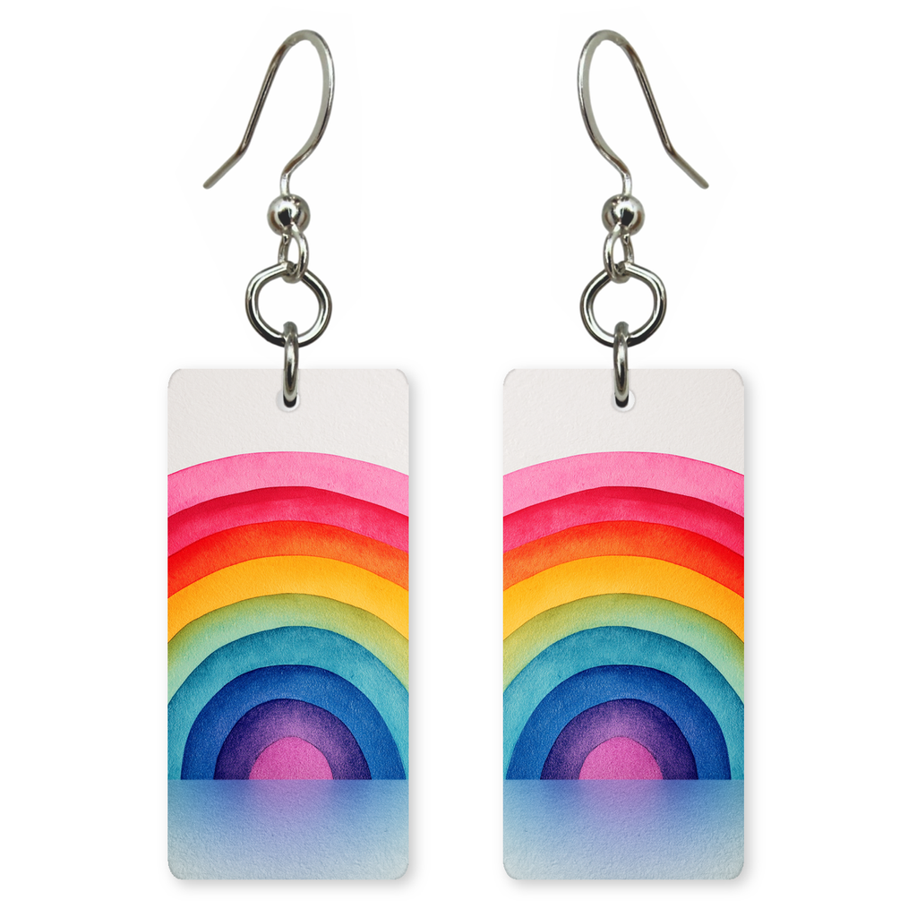 Nested Watercolor Rainbow Earrings