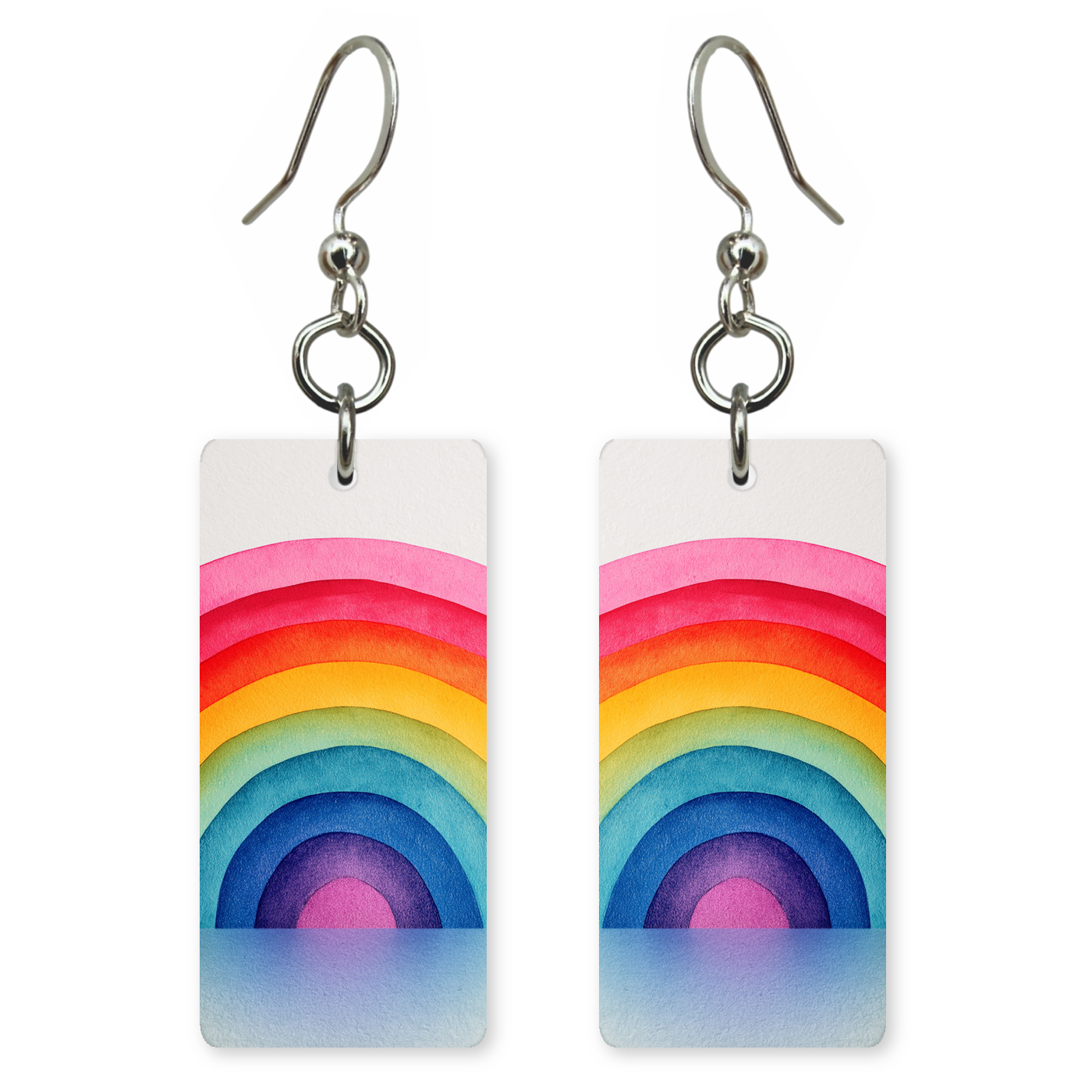 Nested Watercolor Rainbow Earrings