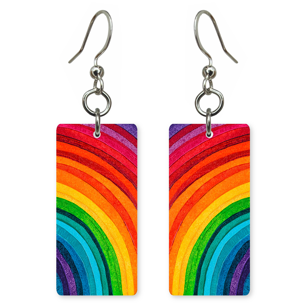 Vivid Painted Rainbow Earrings