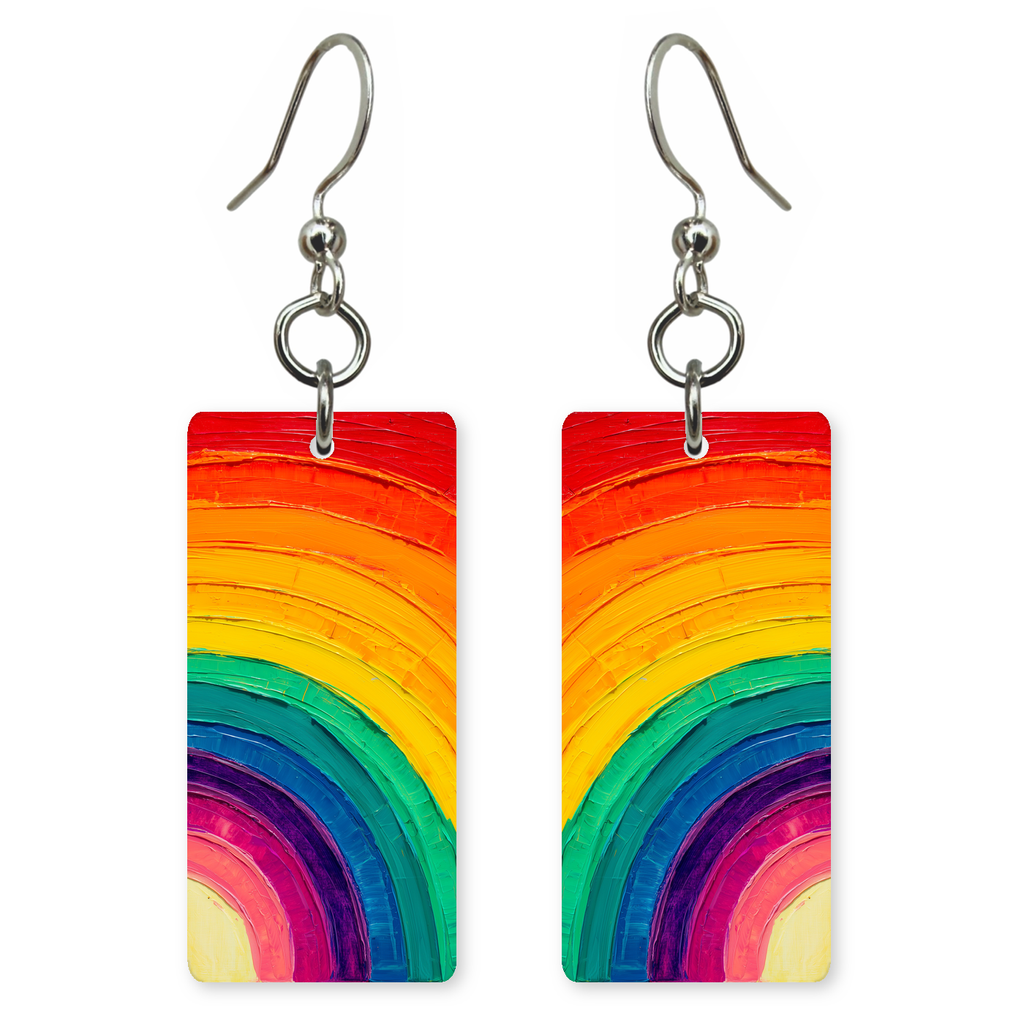 Oil Swirl Rainbow Earrings