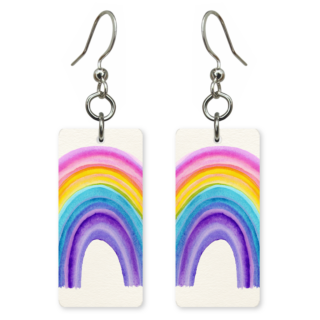 Purple Watercolor Arch Earrings