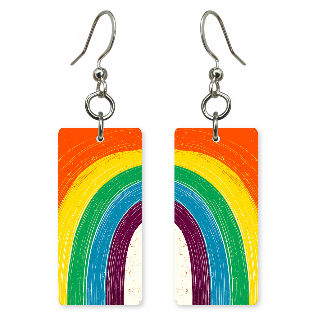 Textured Rainbow Curve Earrings