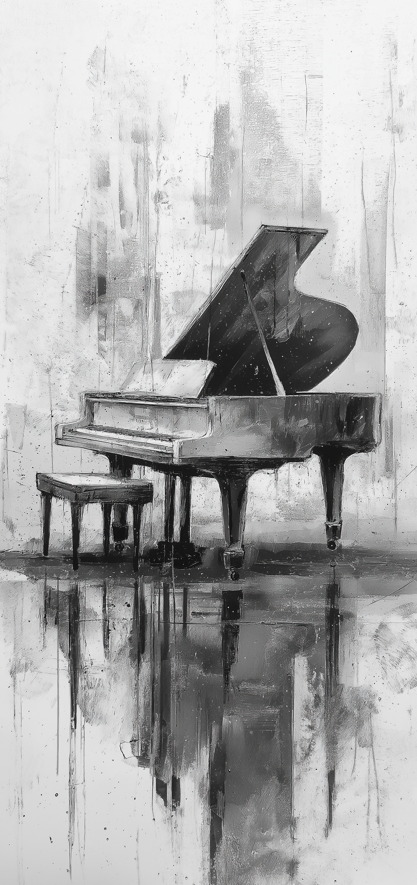 Grayscale Piano Reflection Earrings