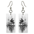 Grayscale Piano Reflection Earrings