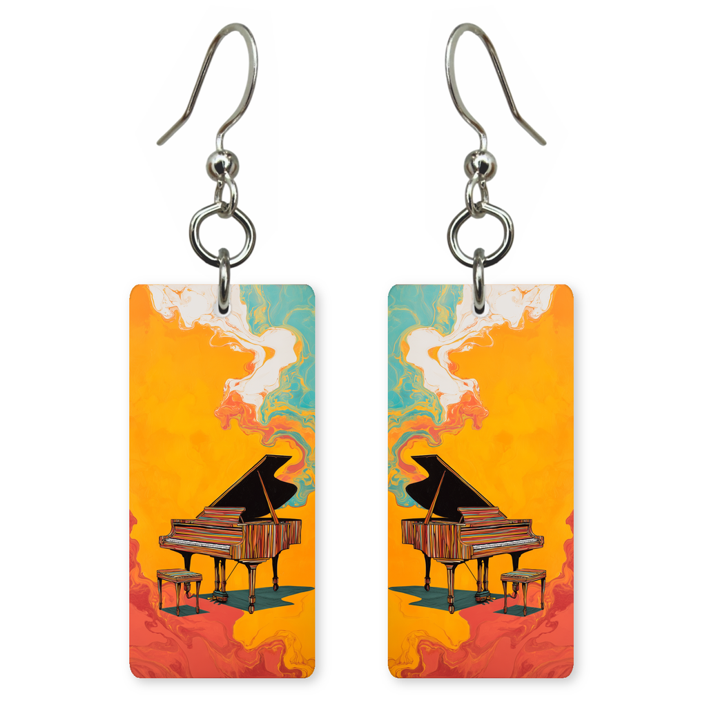 Amber Smoke Piano Earrings