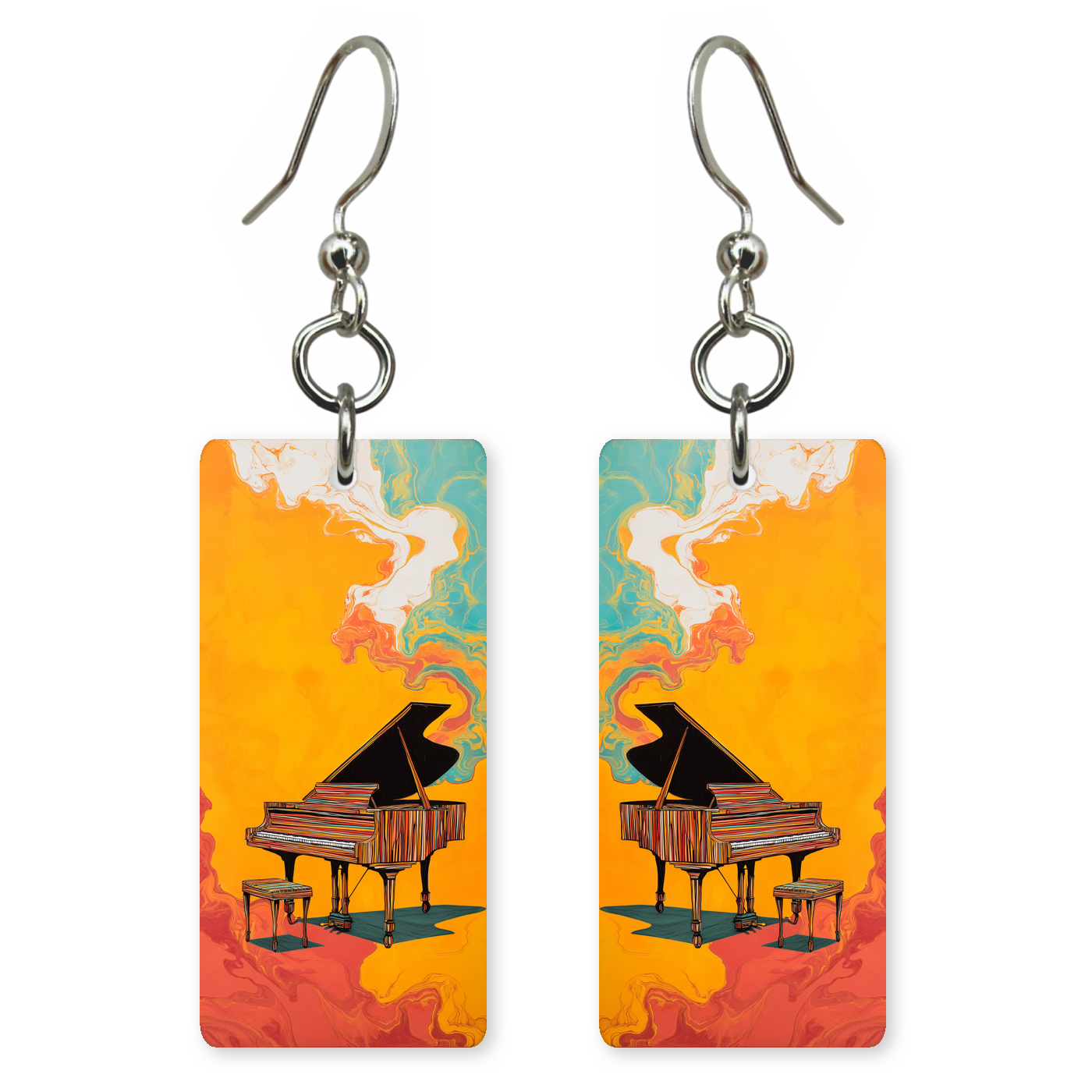 Amber Smoke Piano Earrings