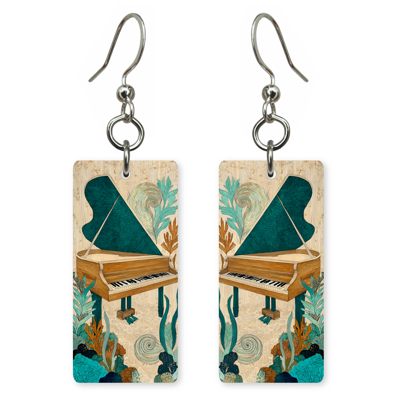 Folk Floral Piano Earrings